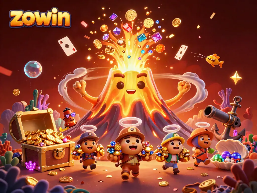 Experience the thrill of winning at Zowin with vibrant 3D casino scenes and treasure adventures.