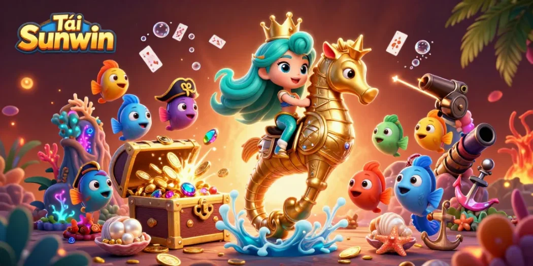 Tải Sunwin enticing players with exciting underwater treasure and vibrant gaming elements in a captivating illustration.